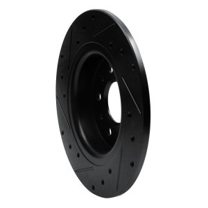 Fiat 500L Brake Rotor (1) - Rear Right - R1 Concepts - Drilled & Slotted - Black - `14-`19